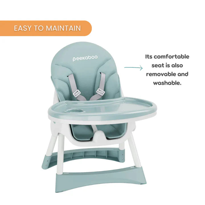 Peekaboo Premium 2 in 1 Comfy High Chair Mint Green Age- 6 Months to 4 Years