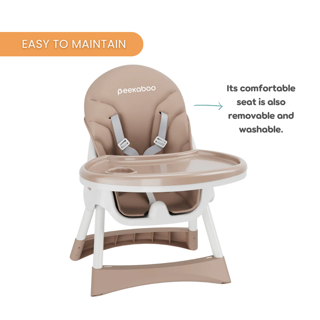 Peekaboo Premium 2 in 1 Comfy High Chair Beige Sand Age- 6 Months to 4 Years