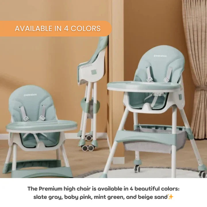 Peekaboo Premium 2 in 1 Comfy High Chair Mint Green Age- 6 Months to 4 Years