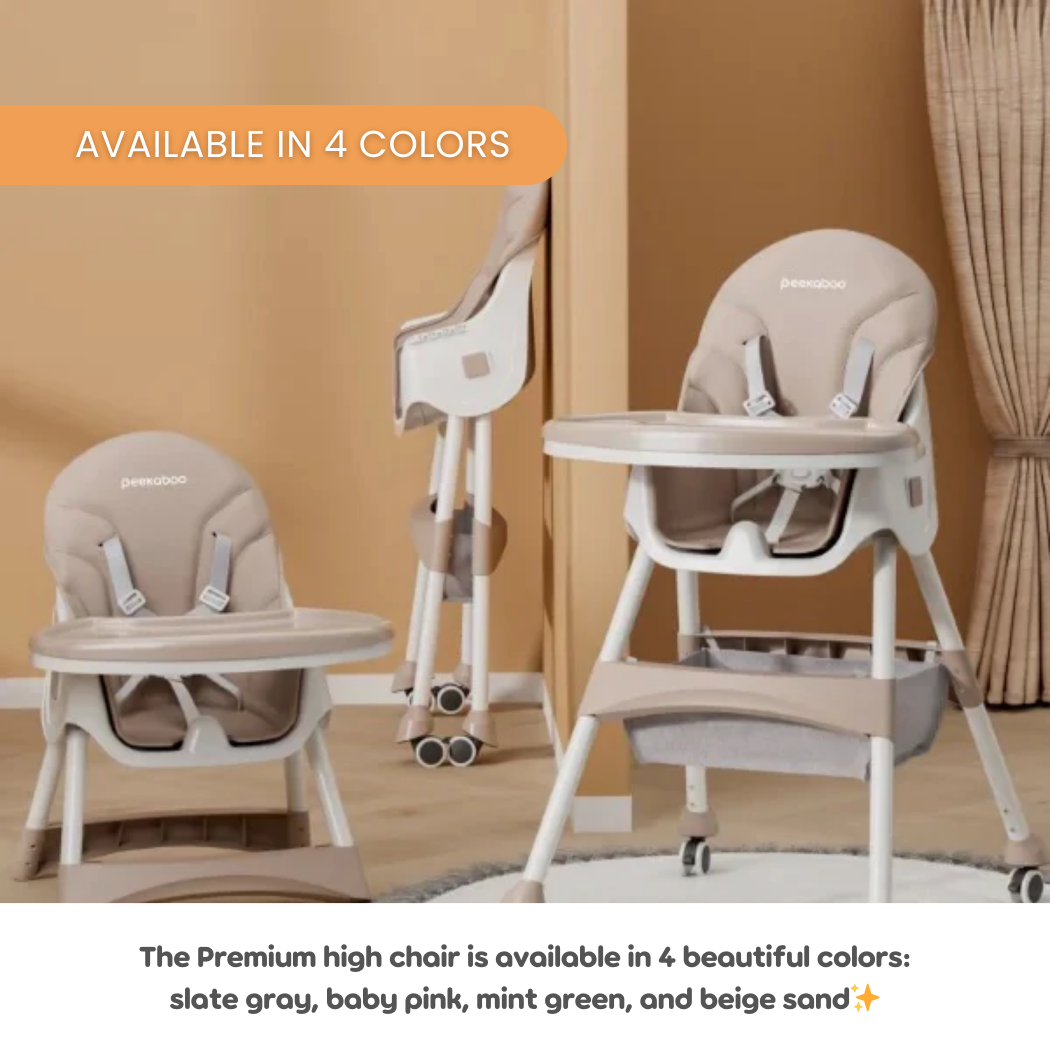 Peekaboo Premium 2 in 1 Comfy High Chair Beige Sand Age- 6 Months to 4 Years