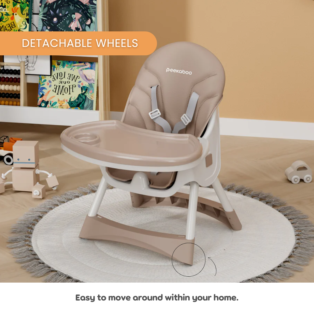 Peekaboo Premium 2 in 1 Comfy High Chair Beige Sand Age- 6 Months to 4 Years