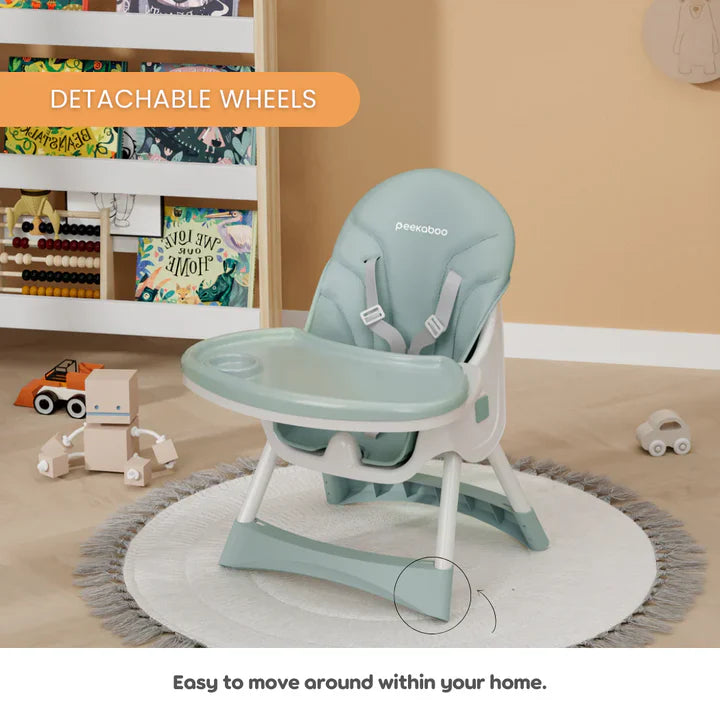 Peekaboo Premium 2 in 1 Comfy High Chair Mint Green Age- 6 Months to 4 Years