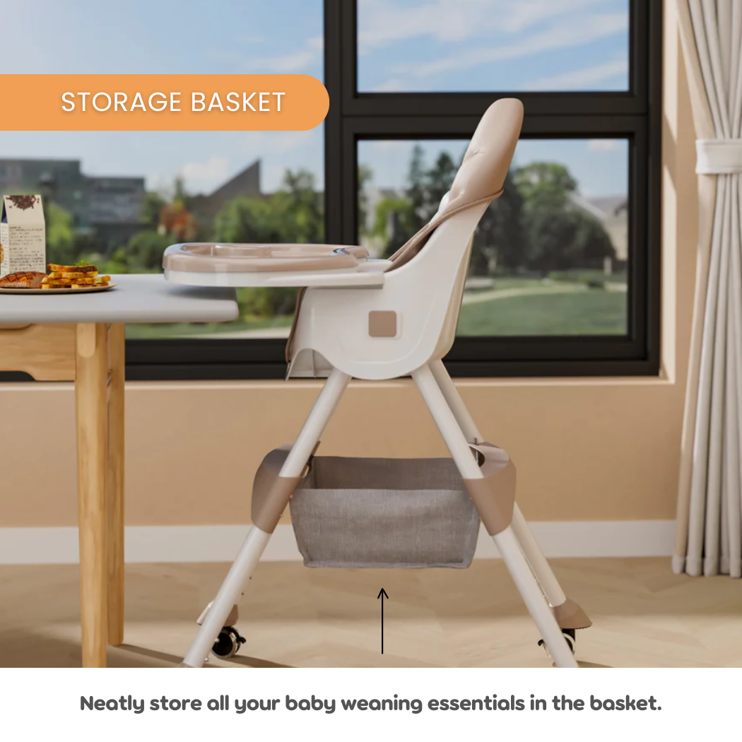 Peekaboo Premium 2 in 1 Comfy High Chair Beige Sand Age- 6 Months to 4 Years