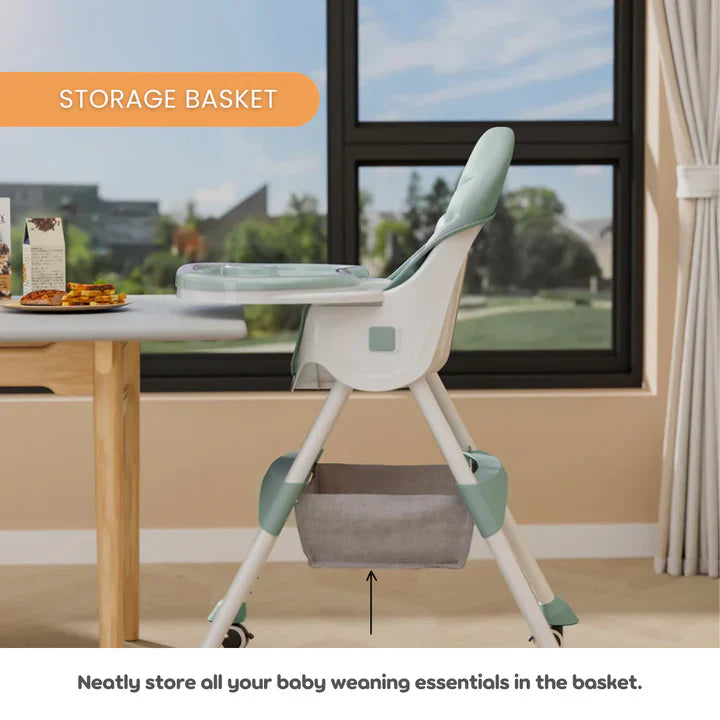 Peekaboo Premium 2 in 1 Comfy High Chair Mint Green Age- 6 Months to 4 Years