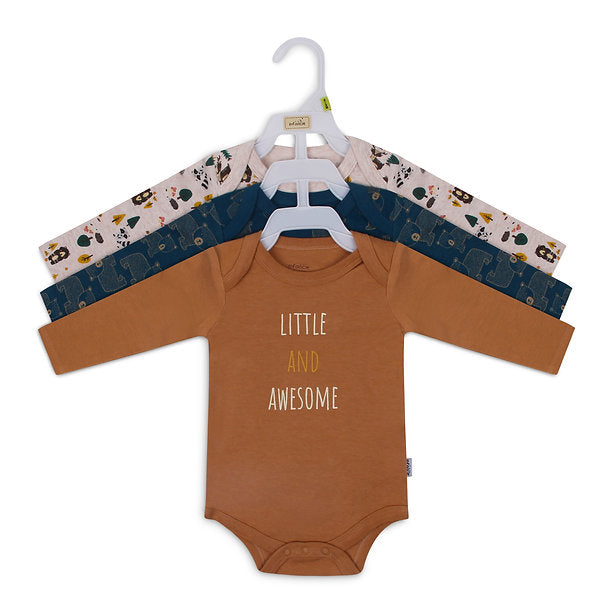 Infancie Baby Boys 3-Pack Long Sleeves Bodysuits Multicolor IT4080