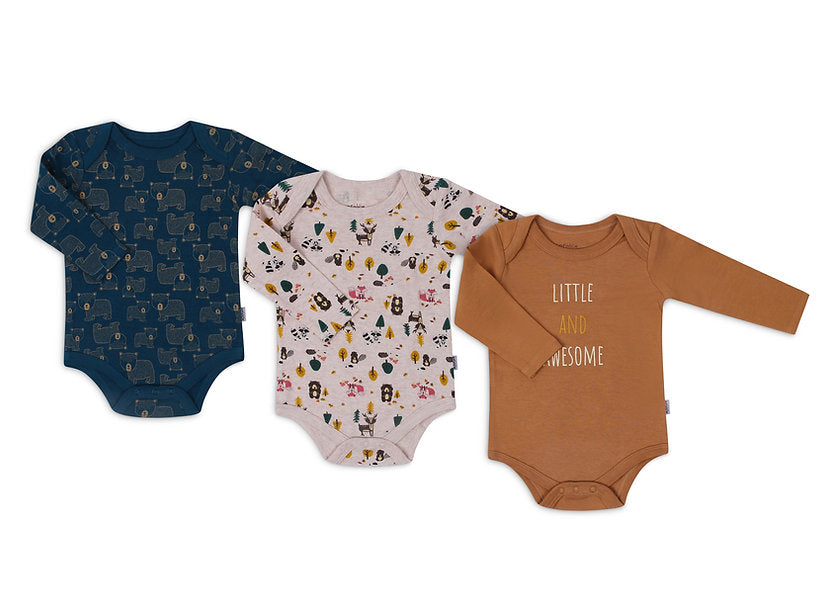 Infancie Baby Boys 3-Pack Long Sleeves Bodysuits Multicolor IT4079