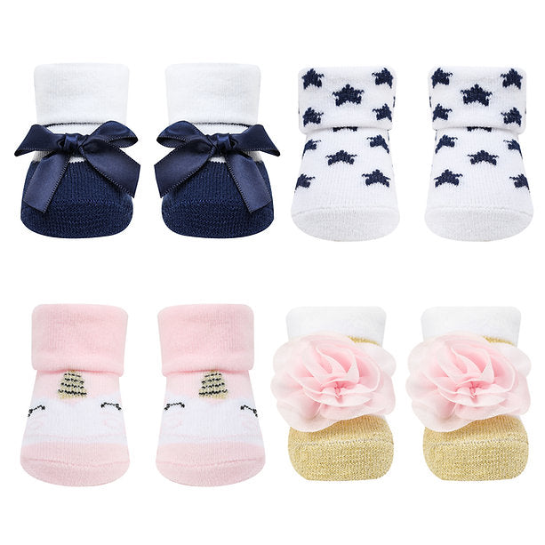 Infancie Baby Boys 4-Pack Socks Booties Gift Box Pink/White IT3959