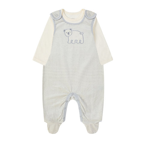 Infancie Infants Velvet Overall with Bodysuit Set IT4759