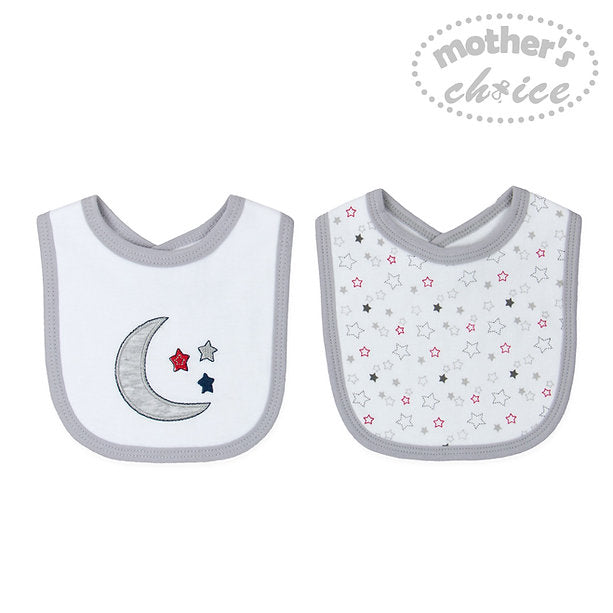 Motherschoice Baby Stars and Moon Bibs White/Grey IT1390