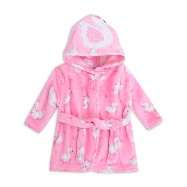 Motherschoice Infant Girls Flamingo Plush Fleece Bathrobe with 3D Hood Pink IT3591