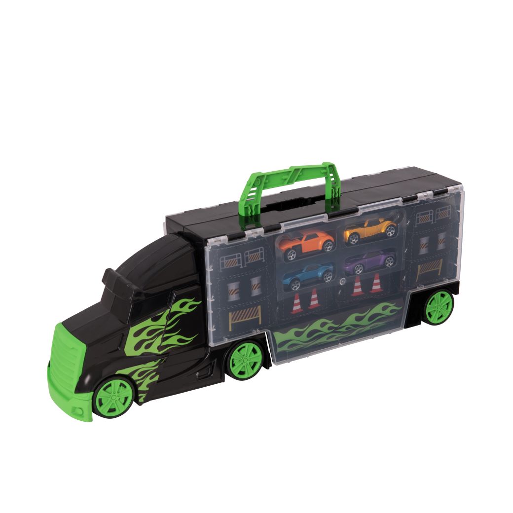 Teamsterz M/C Transporter + 4 Diecast Cars Multicolor Age- 3 Years & Above