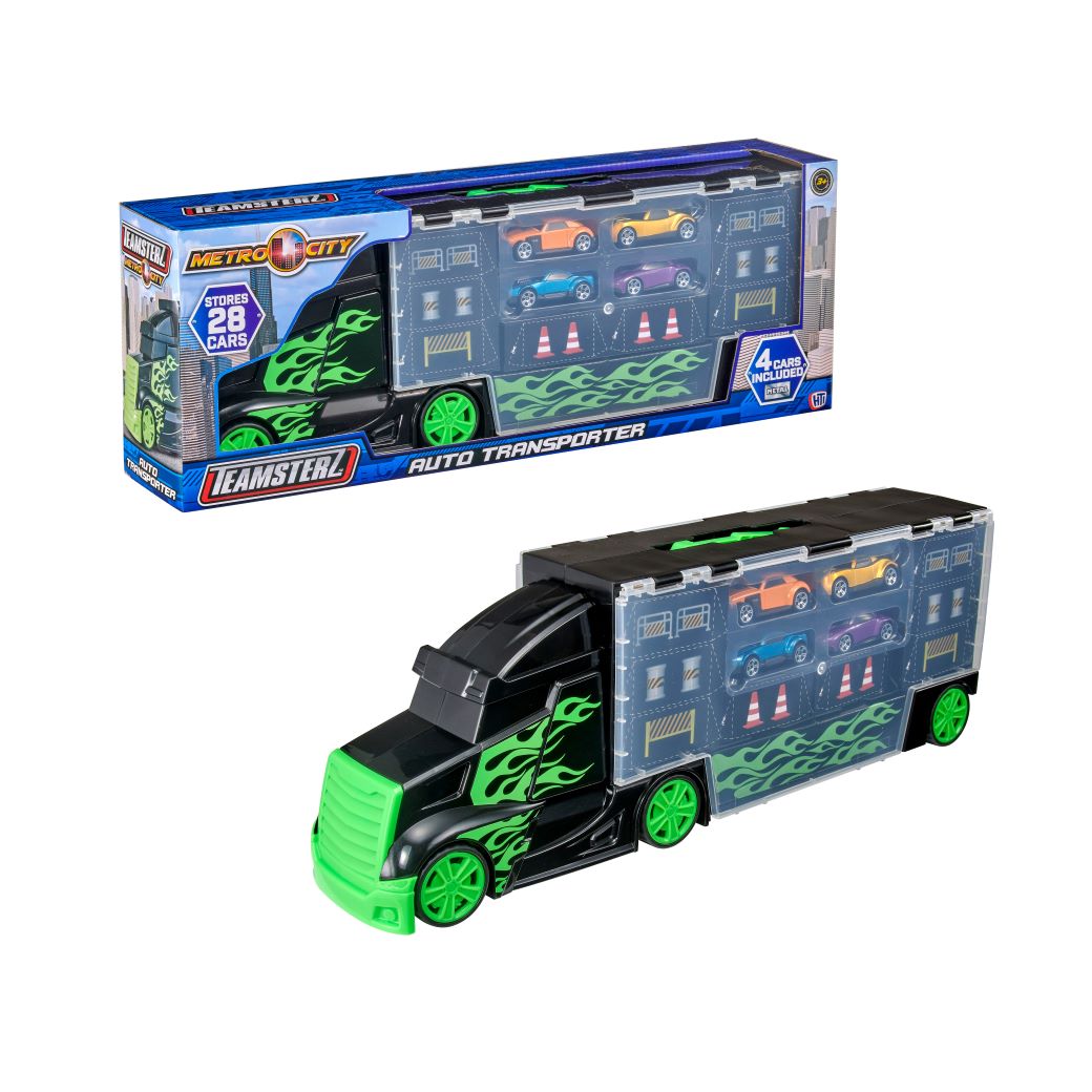 Teamsterz M/C Transporter + 4 Diecast Cars Multicolor Age- 3 Years & Above