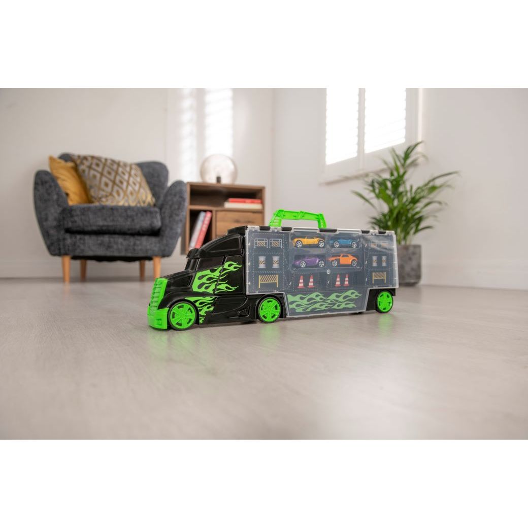 Teamsterz M/C Transporter + 4 Diecast Cars Multicolor Age- 3 Years & Above