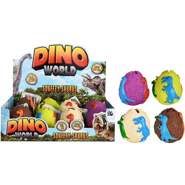 Pibi Dino World Squeezy-Saurus Dinosaur Egg Cdu Assorted Colours Age-3 Years & Above