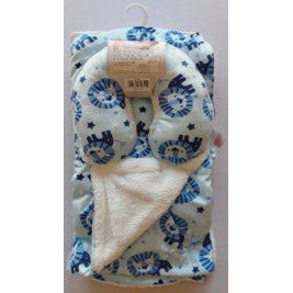 Bear Club Baby Lion Travel Blanket & Pillow Set White/Blue Age- Newborn & Above