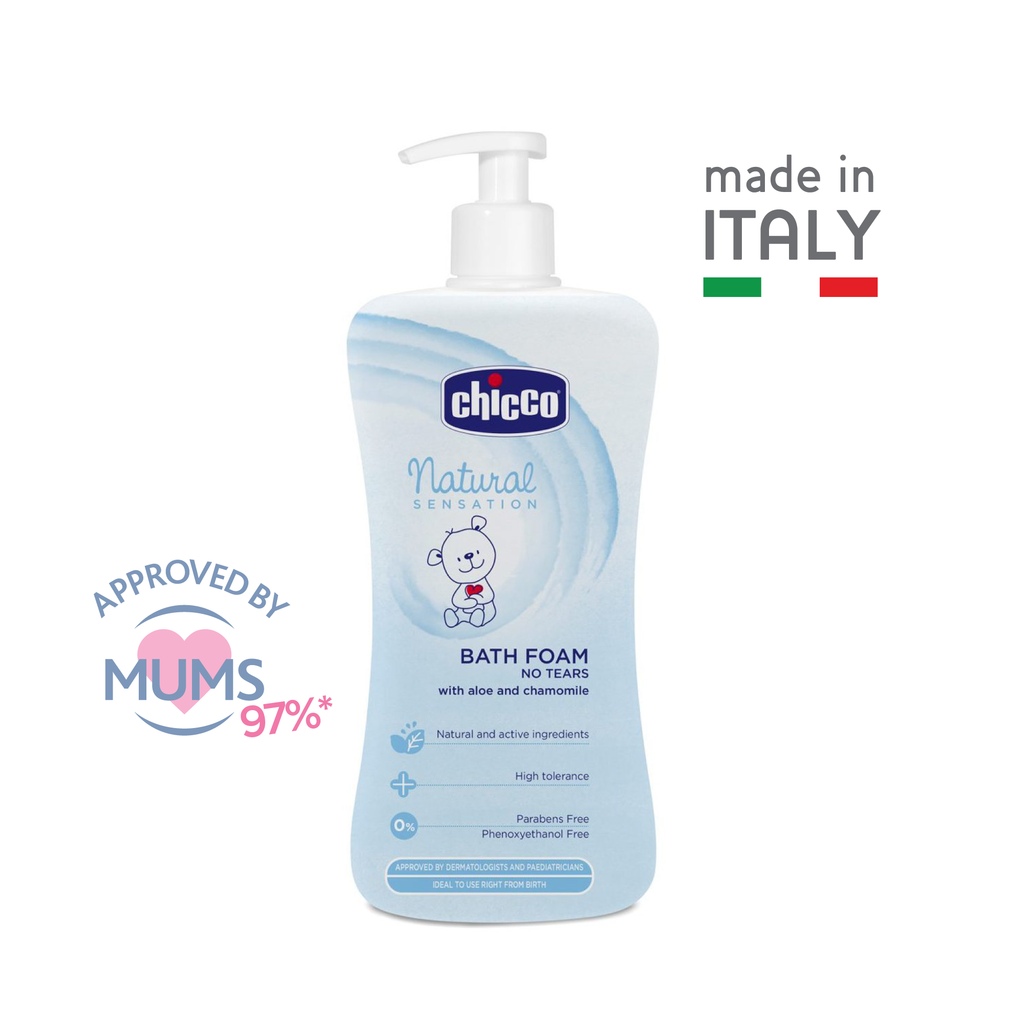 Chicco Natural Sensation Bath Foam No Tears 500ml Age- Newborn & Above