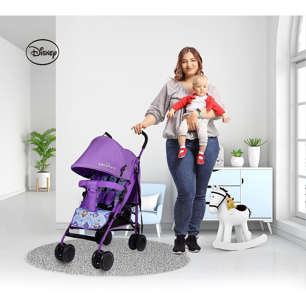 Disney Frozen 2 Lightweight Adventure Stroller + Storage Cabin | 0 36 Months, Compact Design, Shoulder Strap, Adjustable Reclining Seat And More. Purple Age 3 Months To 36 Months