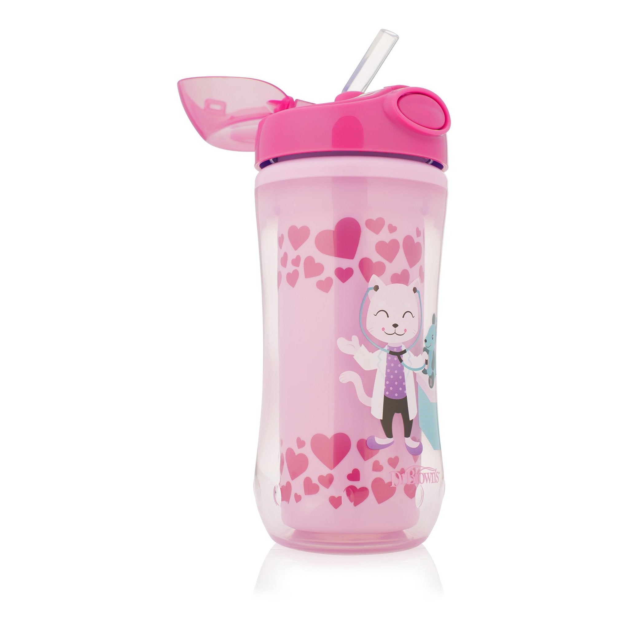 Dr. Browns Milestones Insulated Sippy Cup with Straw and Handles - Pink - 10oz - 2pk - 12m+