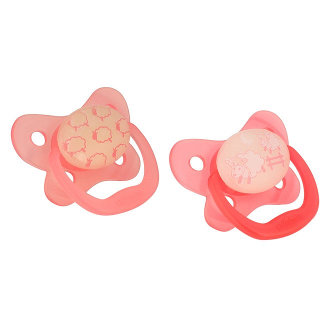 Dr Brown's PreVent™ Glow-In-The-Dark Butterfly Pacifier Stage 1 Pink 2 Pack 0-6m