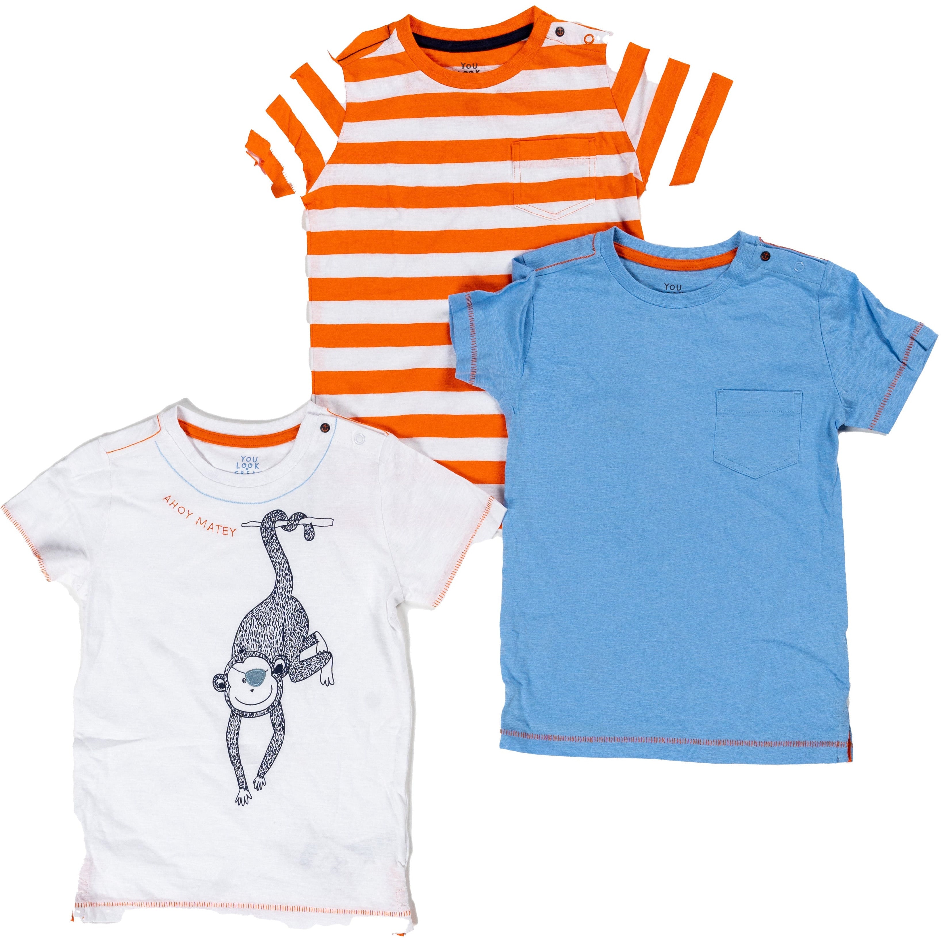 Mothercare Ahoy Matey T-Shirt White/Blue/Stripped B292 Age- 6 Months to 5 Years