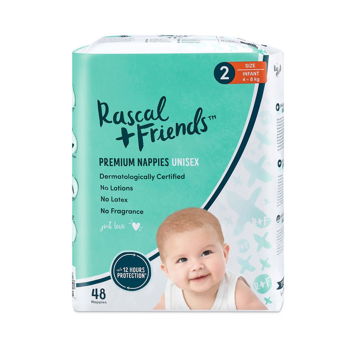 Rascal+Friends Premium Adhesive Infant Nappy Diapers Size 2 (4-8 Kgs ...