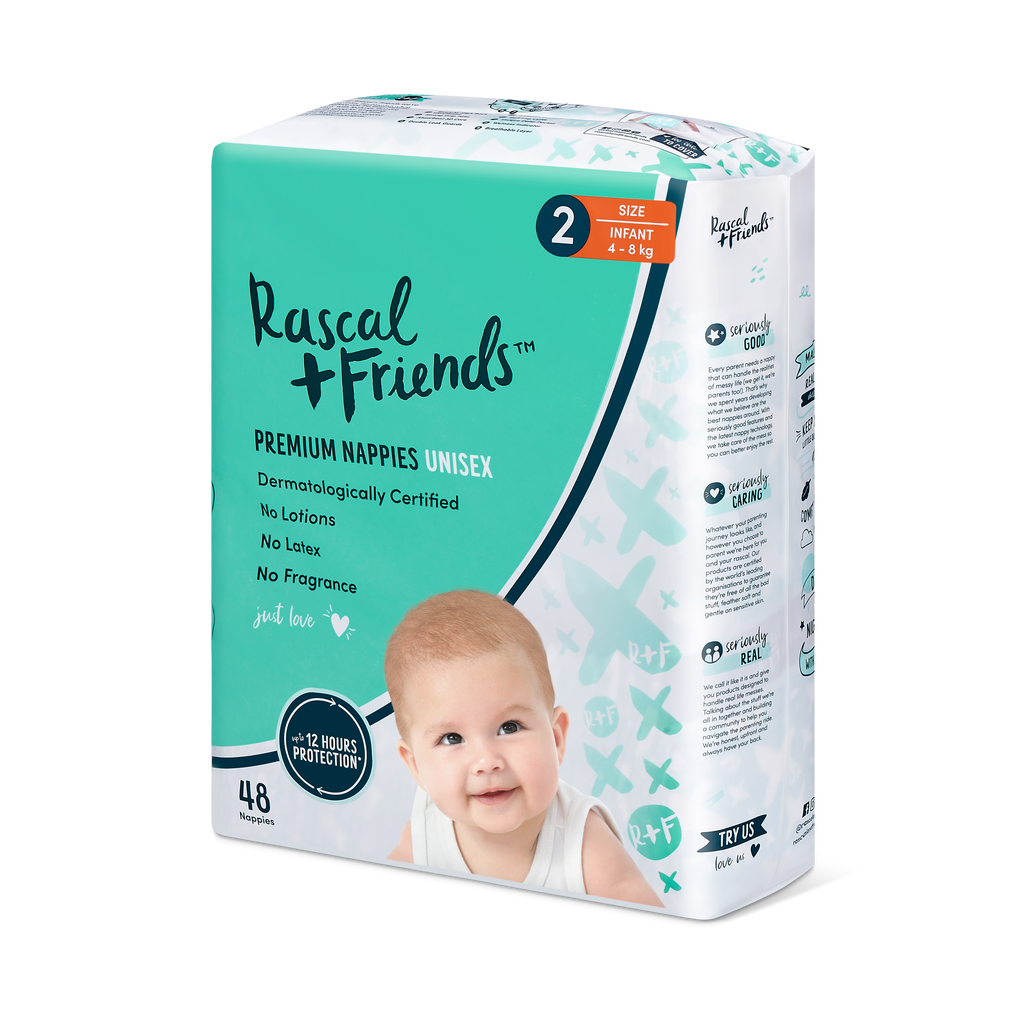 Rascal+Friends Premium Adhesive Infant Nappy Diapers Size 2 (4-8 Kgs ...
