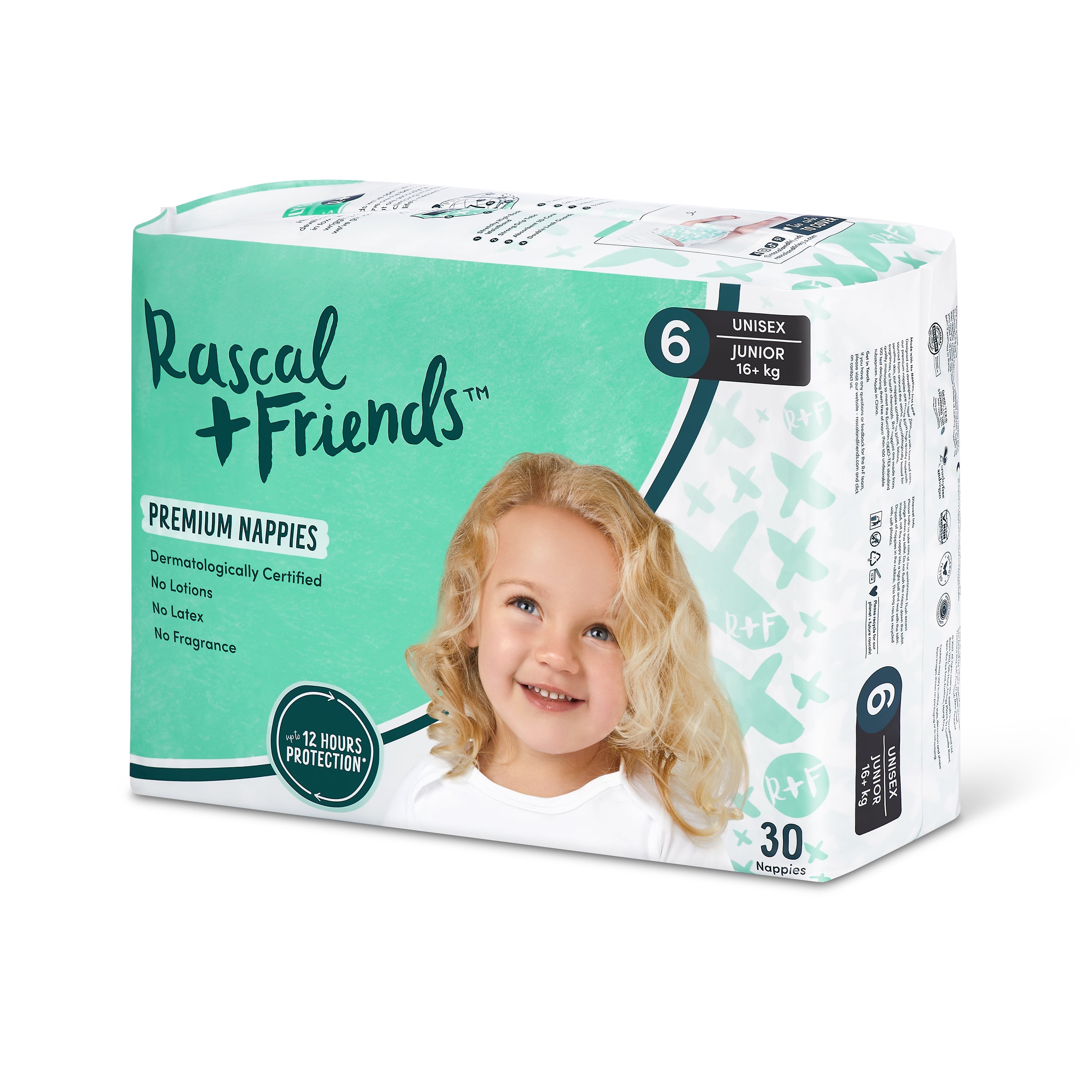 Rascal+Friends Premium Adhesive Junior Kids Nappy Diapers Size 6 (16 ...