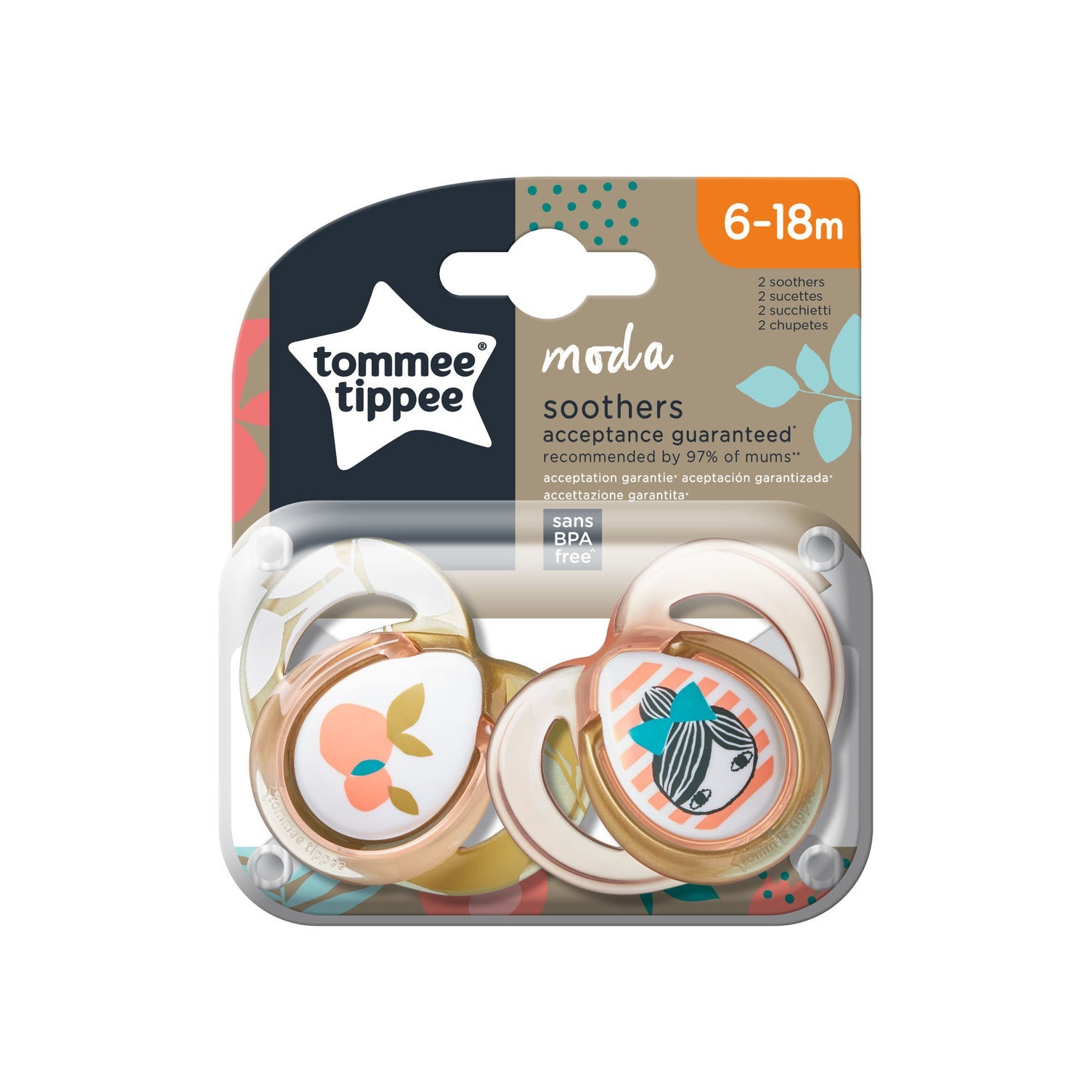 Tommee Tippee Moda baby/boy soother/dummy 0-6m Blue